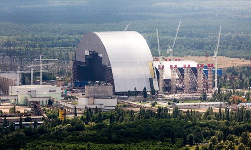 Kopuła uszkodzonego reaktora w Czarnobylu, Ukraina